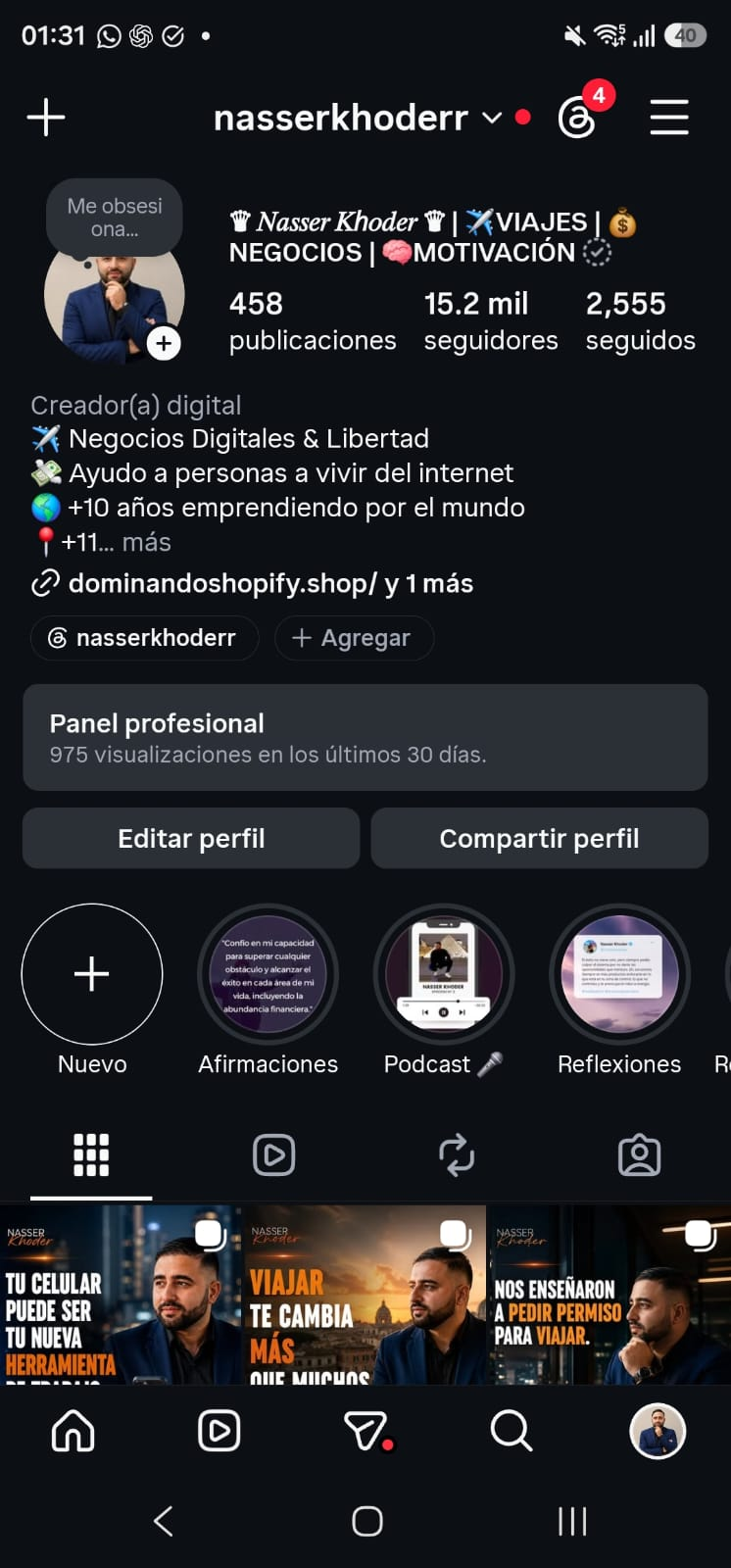 Perfil de Instagram de Nasser Khoder